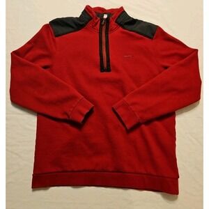 Calvin Klein Fleece 1/4 Zip Mock Neck Large Pullover With Black Shoulder Accents